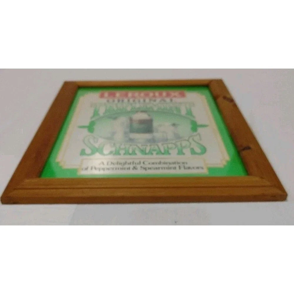 Vintage Leroux Original Triplemint Schnapps Bar Display Advertising Mirror